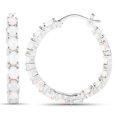 thumbnail image 2 of Genuine Opal Hoop Earrings for Women 2.05 Ct Round White Gemstone October Birthstone Jewelry, 2 of 5