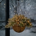 thumbnail image 3 of National Tree Company Pre-Lit Artificial Christmas Hanging Basket, Glittery Bristle Pine, Decorated With Frosted Pine Cones, White LED Lights, Christmas Collection, 20 Inches, 3 of 5