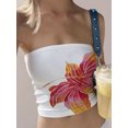 thumbnail image 4 of Argulvti Women Tube Tops Flower Print Boat Neck Strapless Tops Polyester Tank Tops Summer Backless Bandeau Shirts, 4 of 7