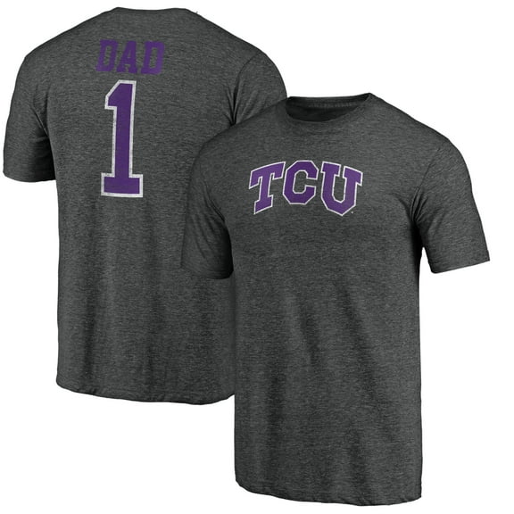 Men's Charcoal TCU Horned Frogs Greatest Dad Logo Tri-Blend T-Shirt