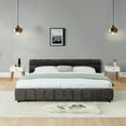 thumbnail image 3 of King Size Bed Frame with 4 Storage Drawers, Upholstered Chenille Platform Bed Frame with Tufted Headboard and Wooden Slats Support, Dark Grey, 3 of 9