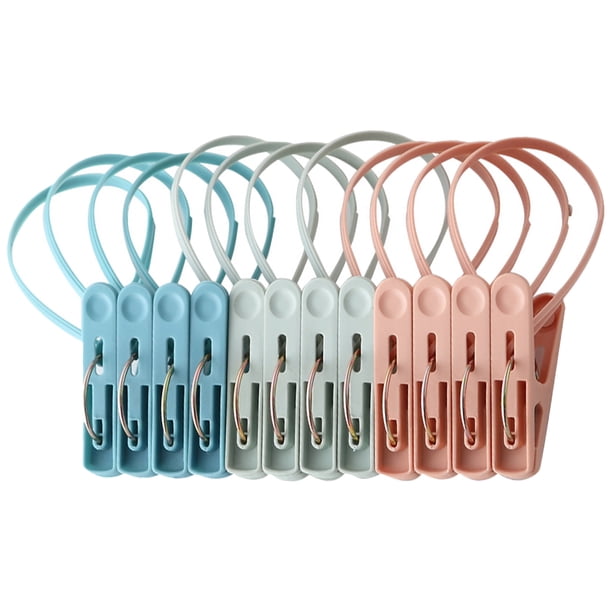 GOOHOCHY 12 pinzas para ropa resistentes al viento con cuerda de plástico para tendedero.
