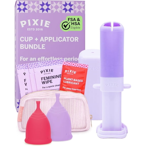 2 Menstrual Cups and Applicator Bundle - No Metals or Toxins - 100% Medical-Grade Silicone - Softest Reusable Period Cup - Inserts Like a Tampon - Capacity of 4 and 6 Tampons