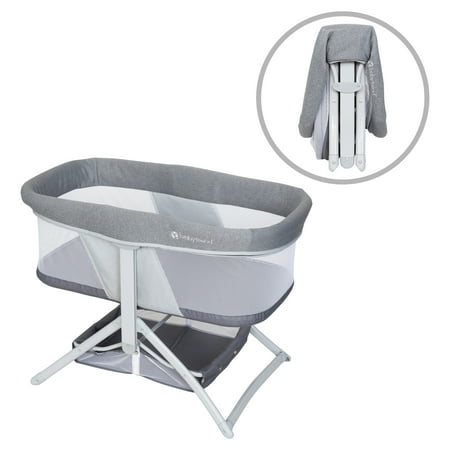 UPC: 0090014022631 | Baby Trend Quick Fold 2-in-1 Rocking Bassinet with Travel Bag – Shadow Stone Grey