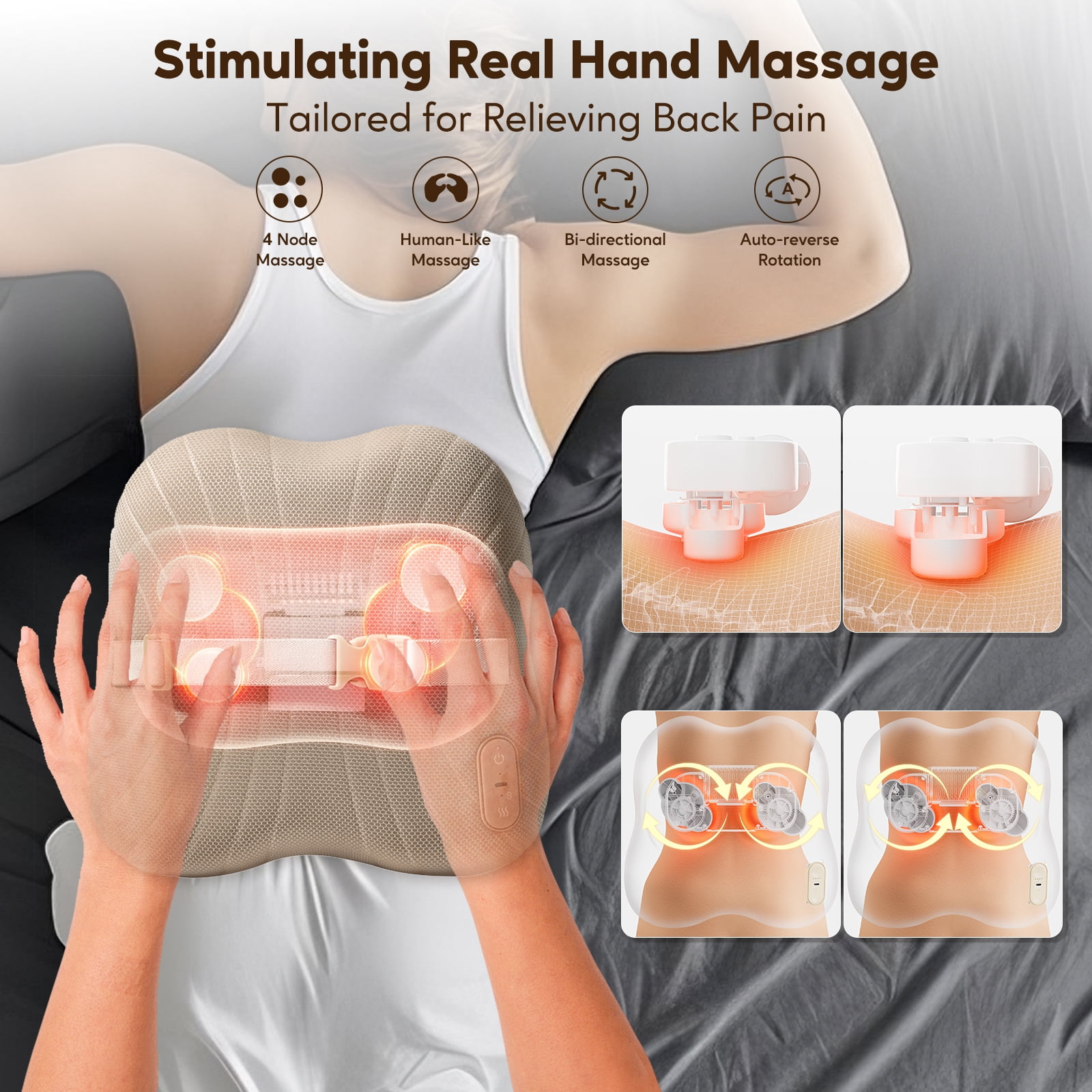 Arboleaf Cordless Shiatsu Back Massager with Heat, Game Day Relief for Soccer Fans – Deep Tissue Relief, Bluetooth App, Father's Day Gift