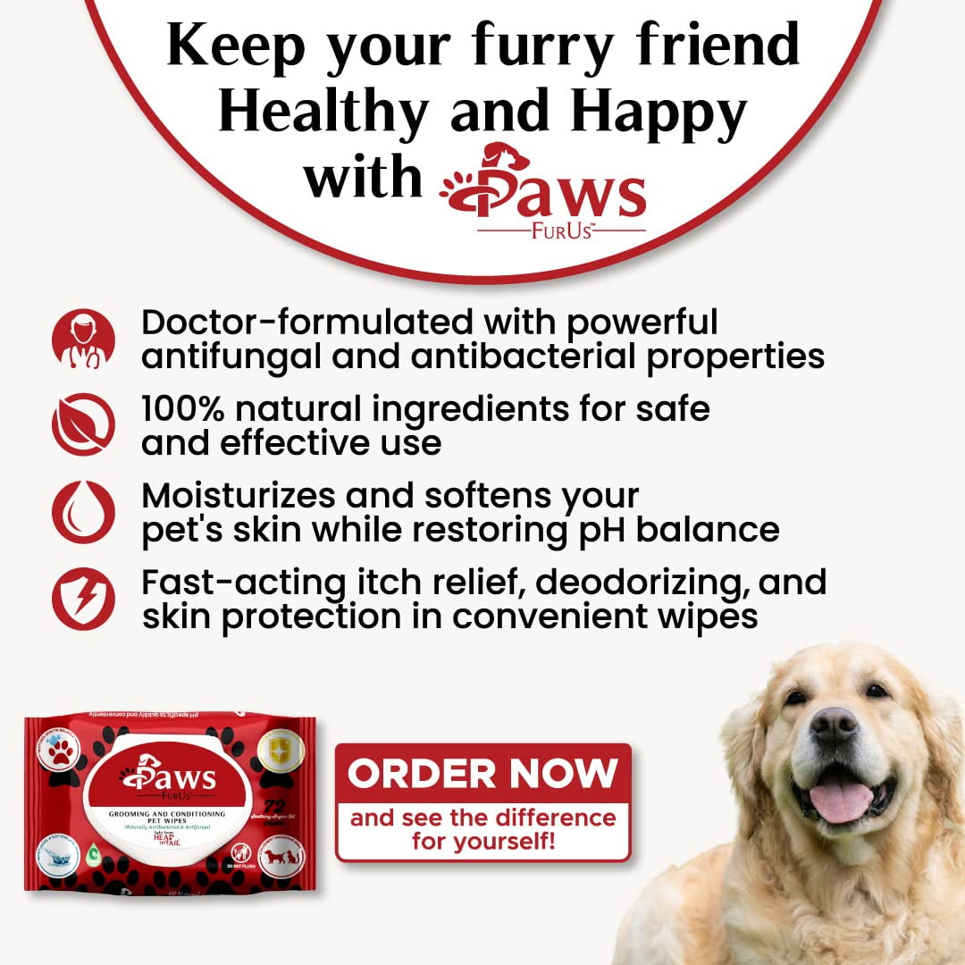 Doctor Formulated All Natural Pet Wipes for Dogs Cats Total Pet Care with Antifungal Antibacterial Protection pH Balance Moisturizing
