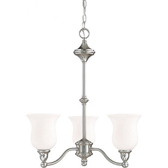Nuvo 60-1801 - 3-Light Chandelier in Brush Nickel Finish and White Satin Glass