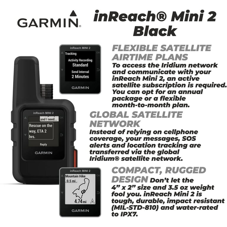 Garmin inReach Mini 2 and Compact Satellite Communicator, Hiking Handheld, Black with Wearable4U 2 Pack Cases Orange/Lime Bundle - Walmart.com