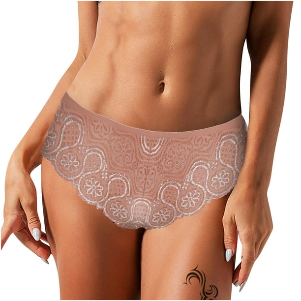 Back Crossing Bandage Hollow Out Sexy Panties Lace Edge Seamless Underwear  Women Transparent Lingerie Solid Briefs Thong
