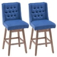 thumbnail image 1 of Ktaxon Modern Bar Stools Set of 2, 360 Degree Swivel Bar Chairs, Armless Upholstered Dining Chairs with Wood Legs for Kitchen/Bar Navy Blue, 1 of 10