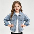 thumbnail image 5 of FAIWAD Toddler Boys Girls Denim Jacket Casual Button up Pearls Jeans Coat Kids Trendy Fall Winter Outwear, 5 of 9