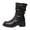 Black, variant on Mostsola Womens Slouchy Motorcycle Boots Trendy Pull on Round Toe Booties Buckle Strap Mid Calf Boots