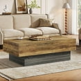 thumbnail image 3 of Tribesigns 55-Inch Farmhouse Wood Coffee Table, Rustic Brown Rectangle Center Table with Grey Base for Living Room or Office Reception Area, 3 of 5