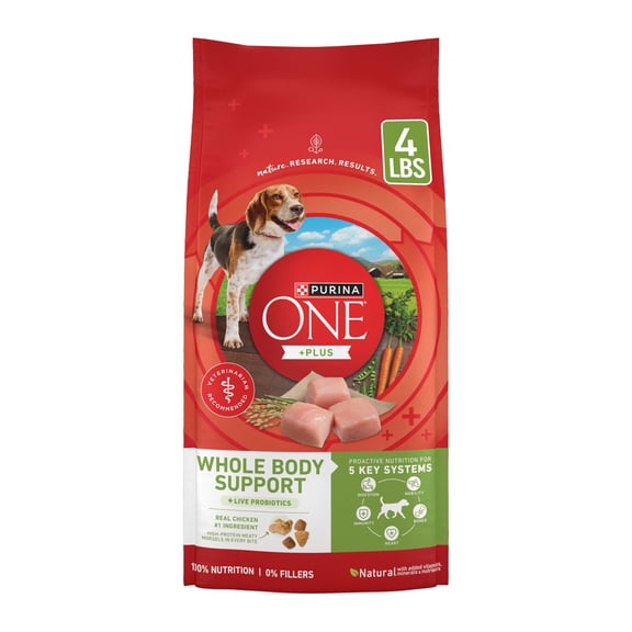 Purina ONE Plus Whole Body Support Chicken Flavor Dry Dog Food, 4 lb Bag
