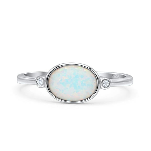 Round Cubic Zirconia Thumb Ring New Ring Oval Lab Created Opal 925 Sterling Silver Size 10