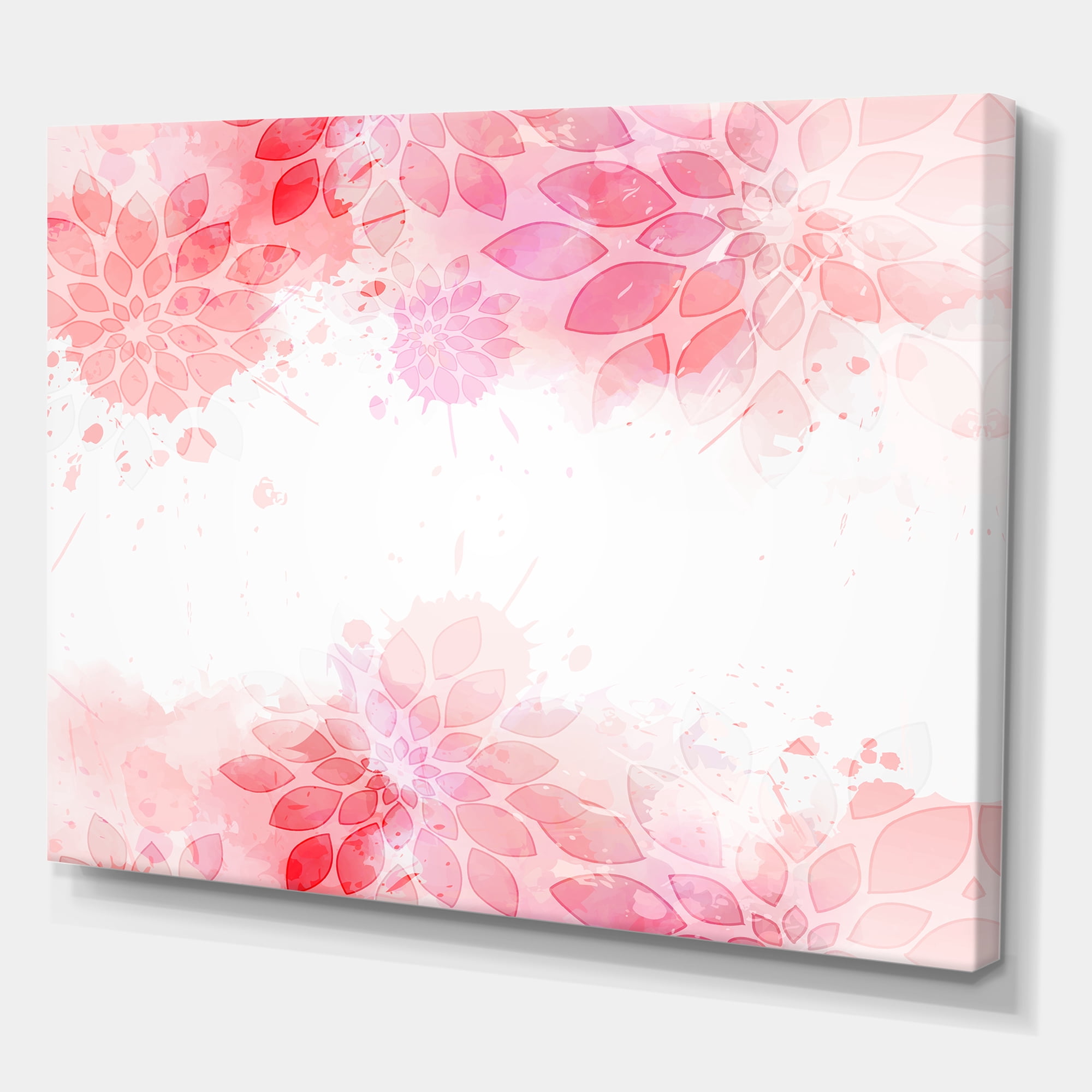 Abstract Splashes of Pink Flowers II 12 in x 8 in Painting Canvas Art Print, by Designart