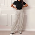 thumbnail image 5 of Women Wide Leg Pants High Waisted Business Casual Work Trousers Dressy Pants with Pockets by Yigetop White S, 5 of 6
