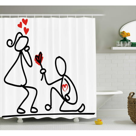  Engagement  Party  Decorations  Shower Curtain Hand Drawn 