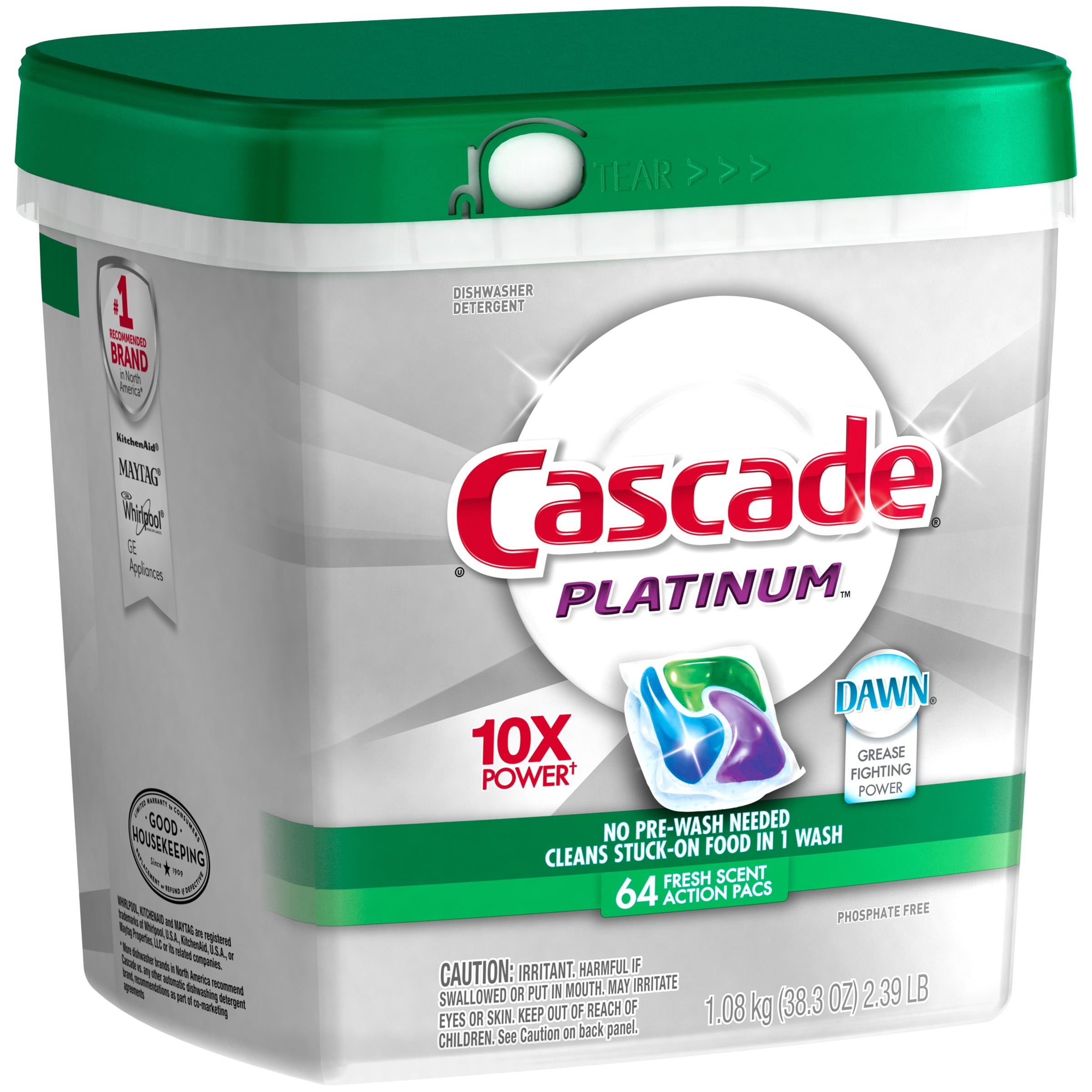 Cascade Platinum ActionPacs Dishwasher Detergent Fresh Scent 64 Ct