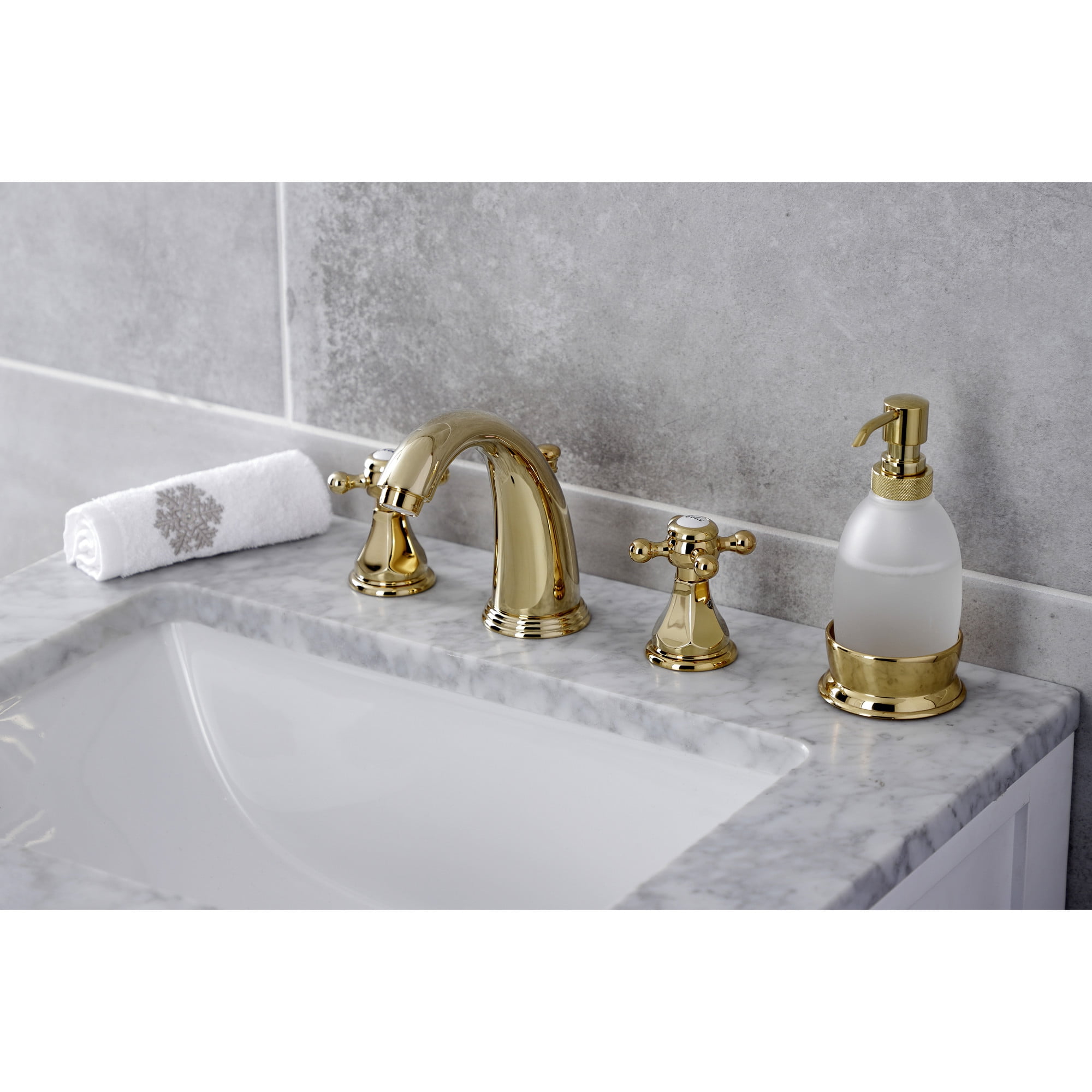Kingston Brass KB4982BX Metropolitan Widespread Bathroom Faucet with Pop-Up Drain, Polished Brass