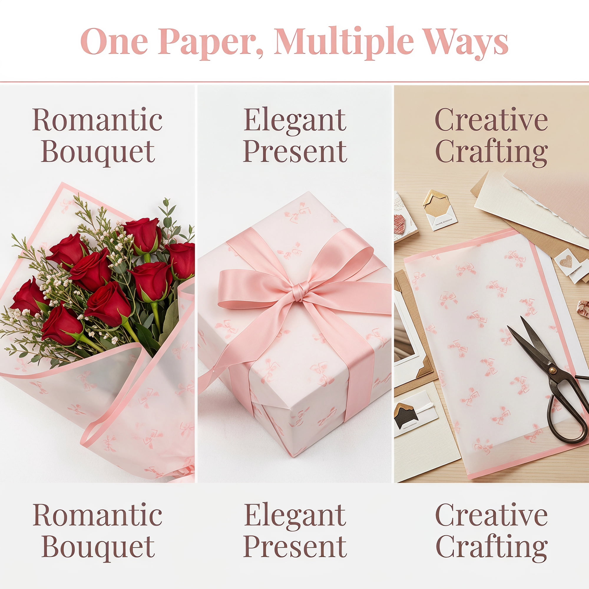 Unique Bargains Waterproof Matte Gift Wrapping Paper for Bouquets Peach Pink 21.3"x 21.3"