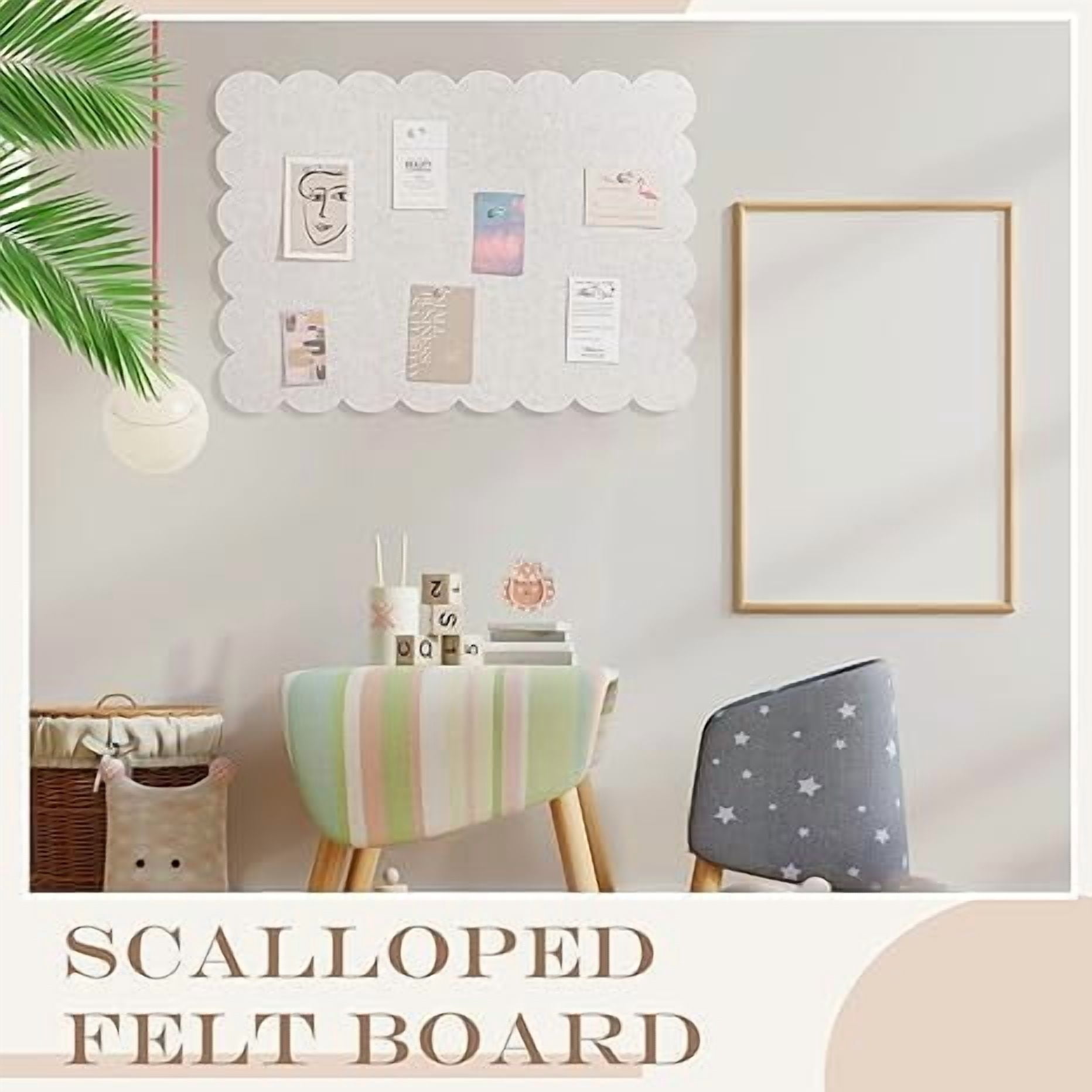 35*24 Felt Bulletin Board Foldable Pin Cork Board Alternative, Self Adhesive Bulletin Board for Wall Photo Decor,Beige