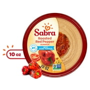 Sabra Roasted Red Pepper Fresh Hummus Dip, Non-GMO, Gluten Free, Vegan Hummus Spread, 10oz Tub