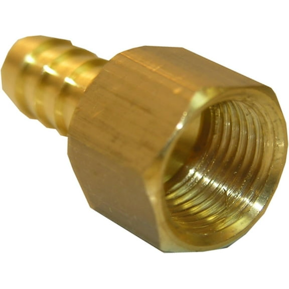 Lasco Fittings Brass Hose Barb Adapter - 3/8 In. Female Pipe Thread to 3/8 In. Barb - Gold