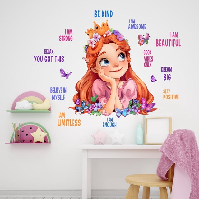 Adhesivos de pared con cita inspiradora y motivacional de la princesa