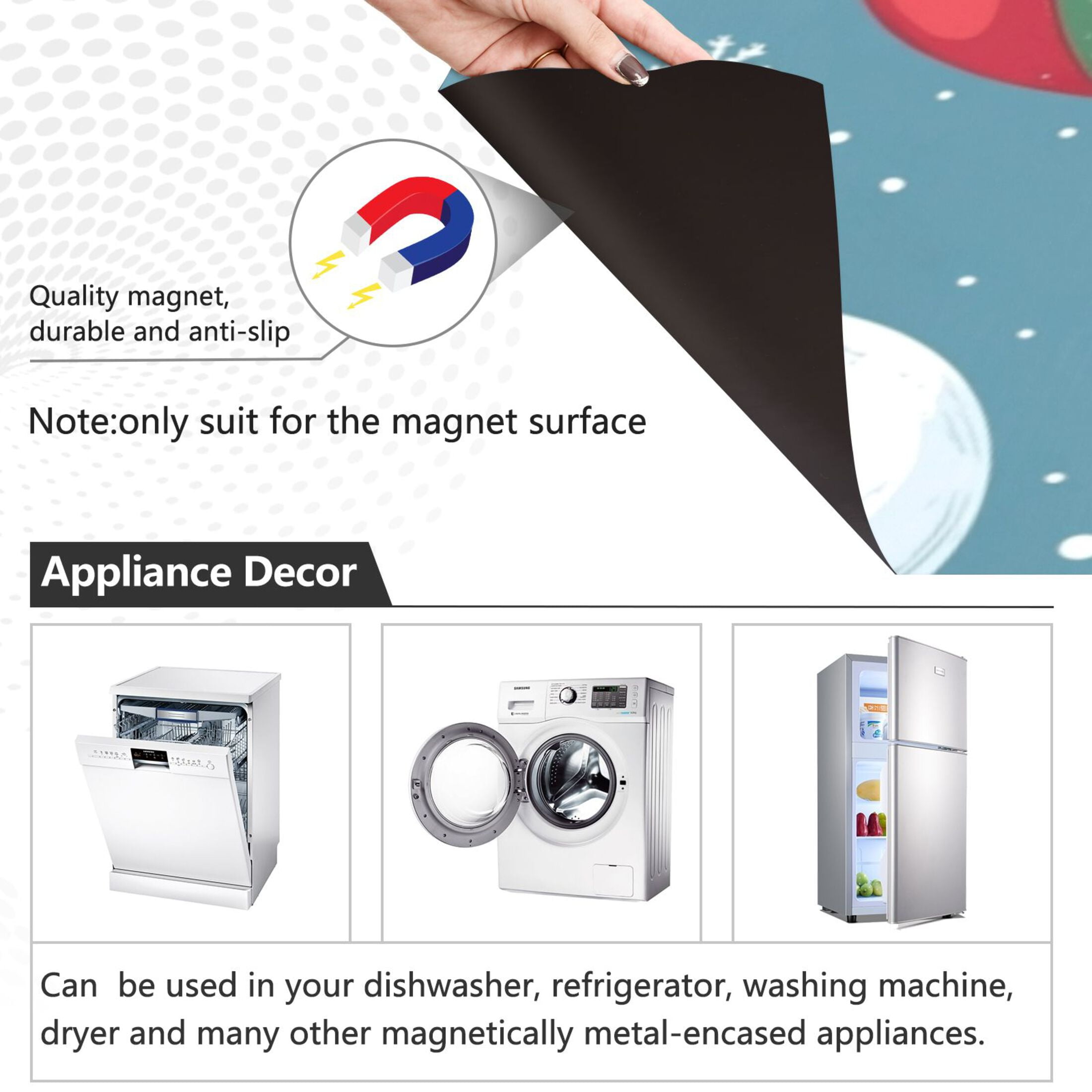 Dishwasher Magnetic Sticker 23x26 Inch Refrigerator Magnetic Sticker Washing Machine Magnetic Sticker Kitchen Panel Magnetic Sticker Home Decor Christmas Lovely Snowman
