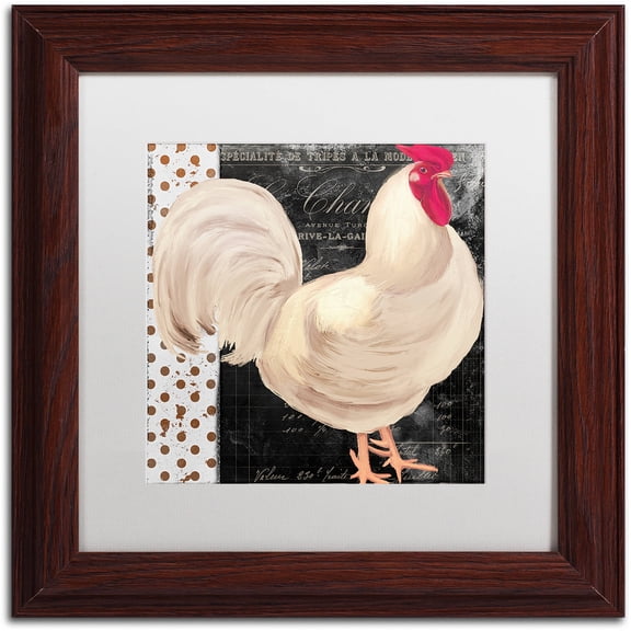 Trademark Fine Art "White Rooster Caf? I" Canvas Art by Color Bakery White Matte, Wood Frame