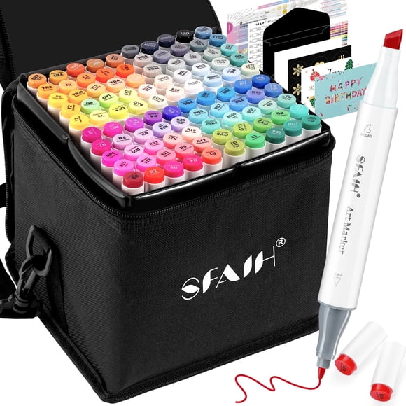 SFAIH Alcohol Markers Fine & Chisel - 101 Colors Dual Tip Coloring Markers for Adult Coloring Sketch Illustration, Ideal Gifts for Artist Adult Begin