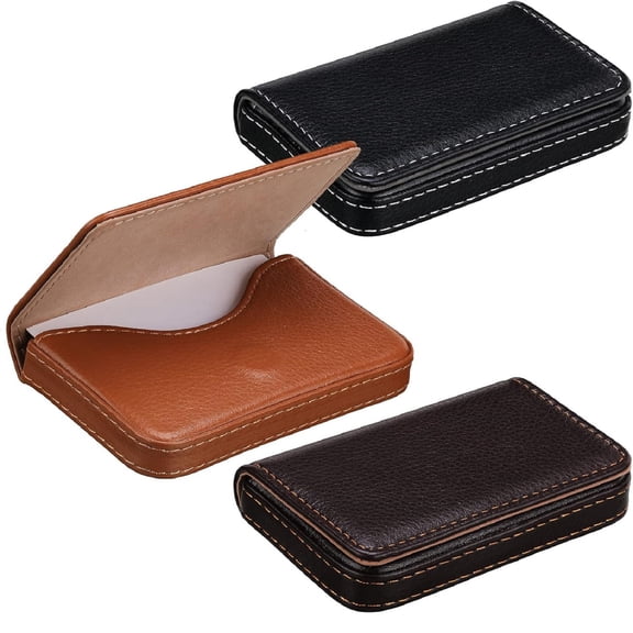 Yhmxh Business Card Holder, PU Leather Business Card Case Pocket Wallet with Magnetic Shut for Men Women Holds 30 Business or Credit Cards Office Valentines Gift