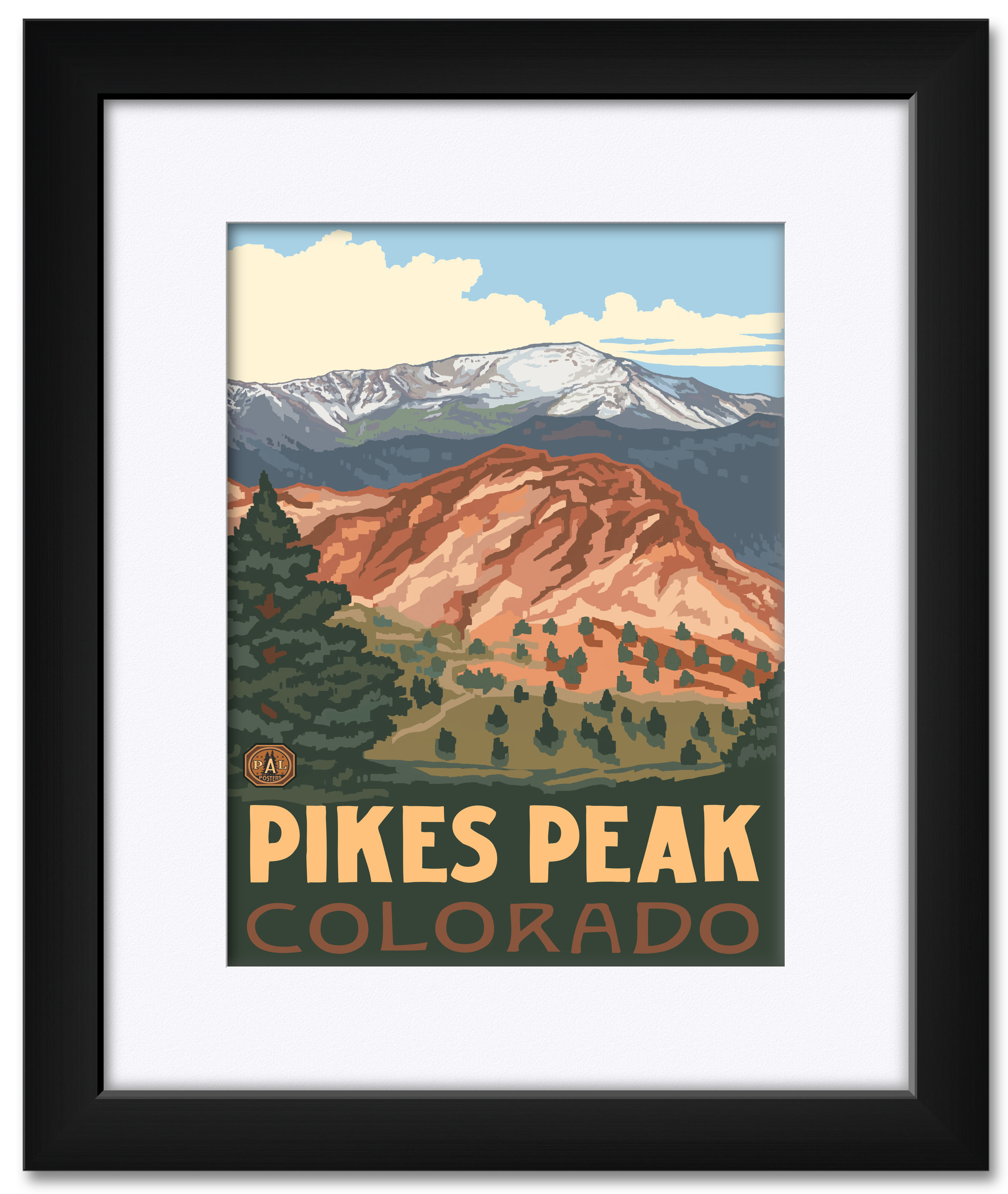 Pikes Peak Colorado Framed & Matted Art Print by Paul A. Lanquist
