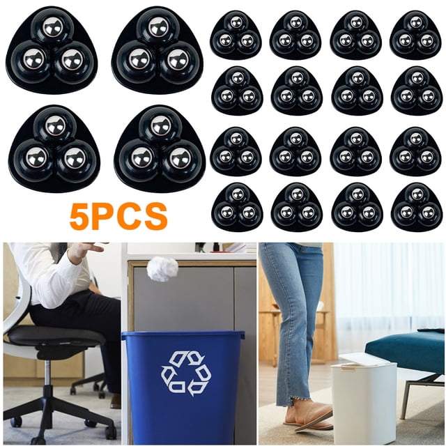 Likrtyny 4 Poleas Giratorias Adhesivas Sin Ruido para Contenedores Caja Almacenamiento Muebles (negro A)