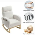 thumbnail image 5 of Modern Rocking Chair for Nursery,Accent Glider Chair with High Backrest & Two Side Pockets & Solid Wood Legs,Teddy White, 5 of 8