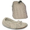 MUK LUKS - Acrylic Cable Knit Travel Ballerina Slipper with Matching Bag