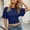 Navy, variant on Womens Cinched Waist Tops Summer Boat Neck Ruched Basic Wrap Tee Shirts Casual Batwing Short Sleeve Blouse Tie Slim Cinched Waist Workout Shirts