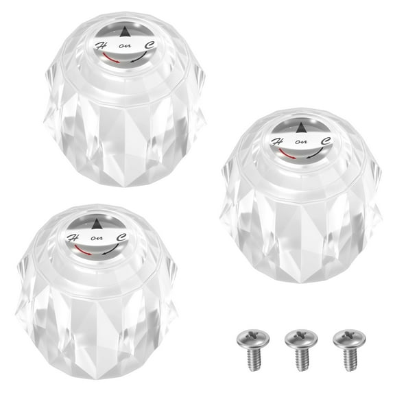 3Pcs Shower Knob Replacement for Faucet RP2391 Clear Acrylic Shower Faucet Handle Replacement with Offset Hole for Bathroom