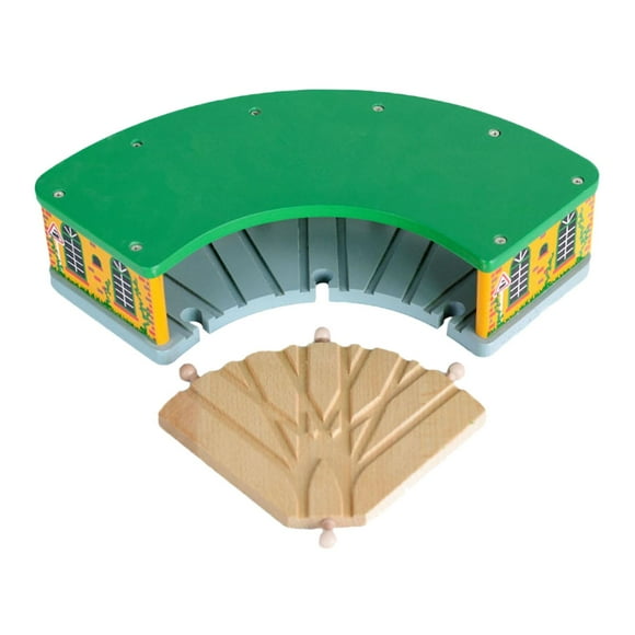 Casa de tren de madera Compatible con la mayoría de los juegos de ferrocarril de marca, juguetes de madera con vías de interruptor de 5 vías para