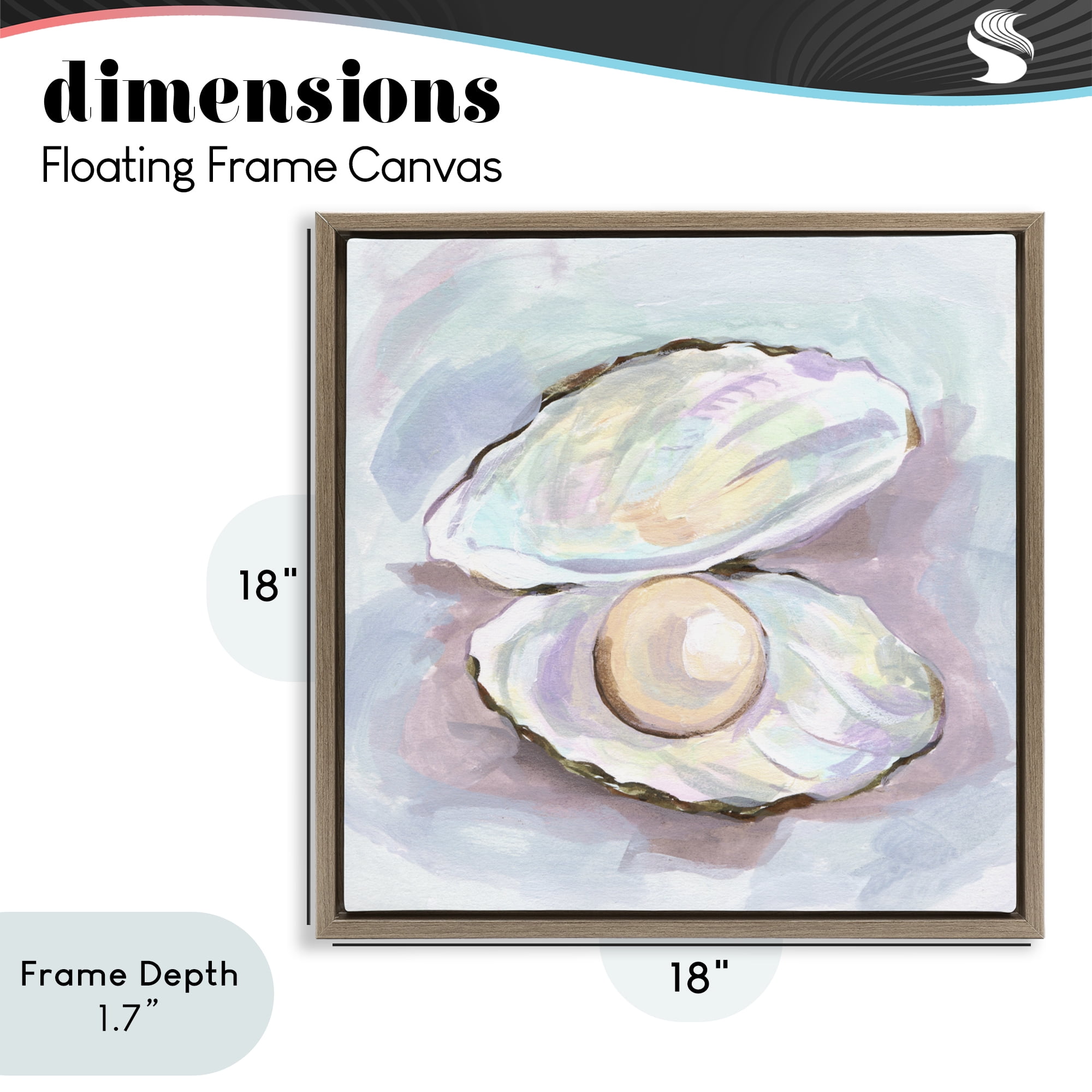 Stupell Industries Silent Opal Clam Pearl Brown Framed Floater Canvas Wall Art, design by Melissa Wang