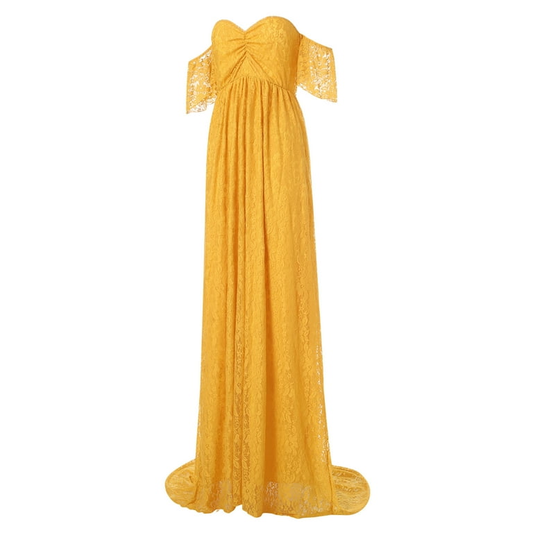 Womens Lace Off Shoulder Maternity Dress Lace Fancy Pregnancy Gown for Baby  Shower Photo Shoot