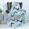 thumbnail image 4 of Modern Soft Flannel Fleece Throw Blanket, Seamless in Doodle Style Dots and ZigZag Pattern with Asymetrical Lines Image, Cozy Plush for Indoor and Outdoor Use, 50" x 70", Blue and White, by Ambesonne, 4 of 5