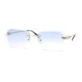 thumbnail image 2 of Rhinestone Jewel Stud Metal Rimless Bevel Lens Rectangle Sunglasses Gold - Blue, 2 of 4