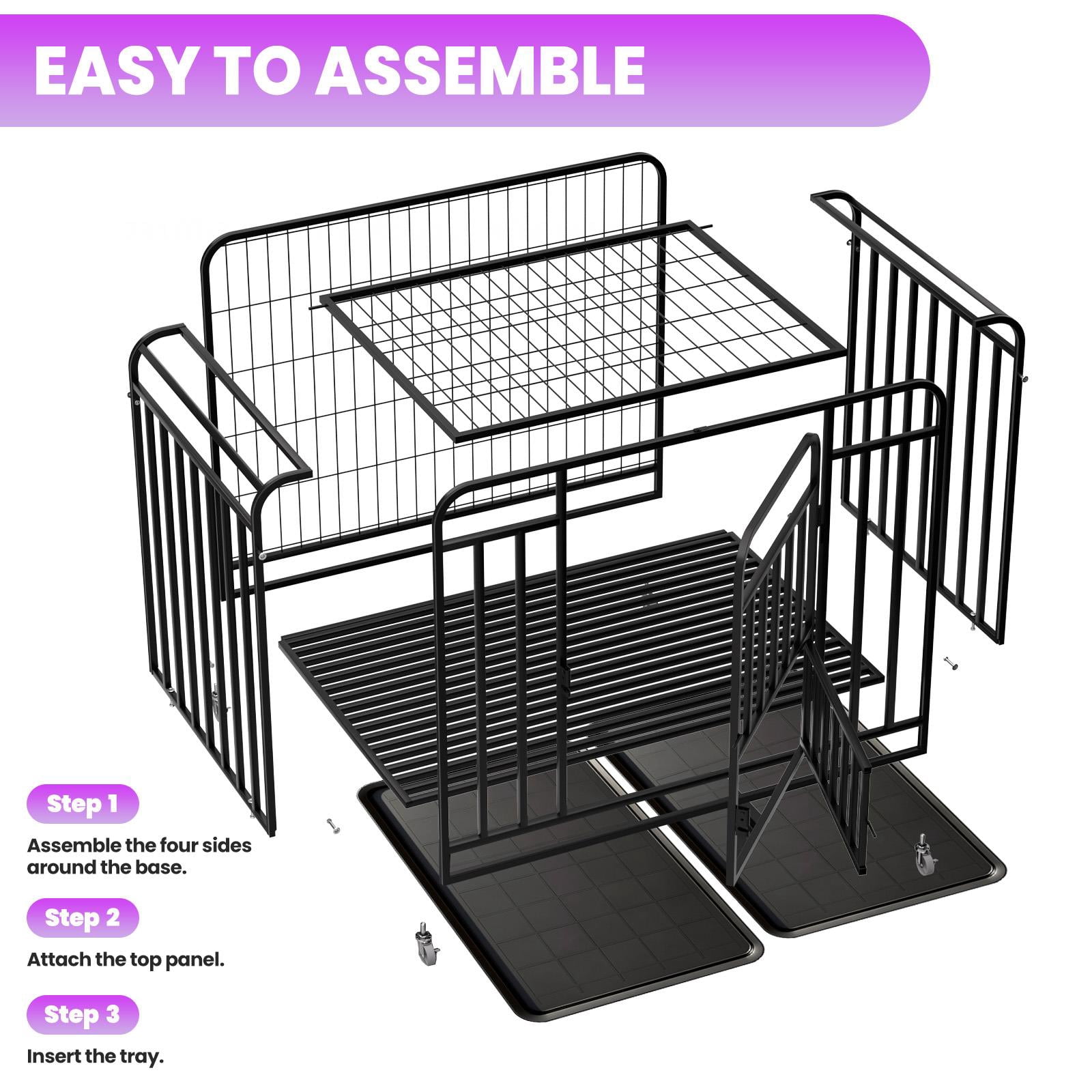 42-Inch Black Heavy Duty Dog Crate Built strong for dogs from small to large breeds. Ideal for training, relaxing at home, and portable use during travel.