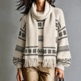 thumbnail image 5 of LUVDA Fair Isle Knit Scarf for Women Fringe Warm for Fall Winter, 5 of 5