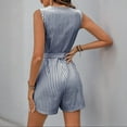 thumbnail image 6 of Mqqzkk Women's V Neck Jumpsuits Shorts Front Tie Belted Button Up Romper Sleeveless Short Jumpsuit Outfit 2025 Beach Vacation Clothes Navy L, 6 of 6