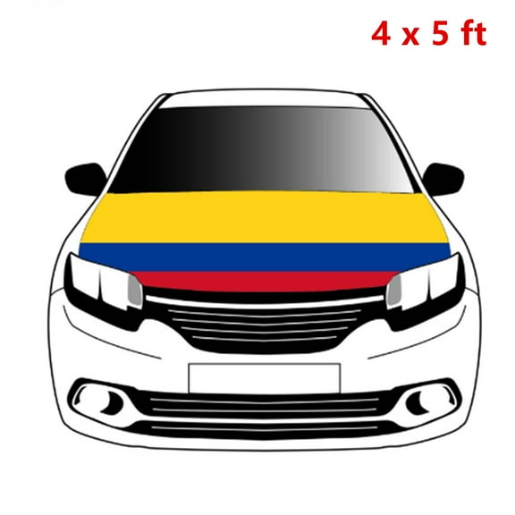 Colombia Car Hood Cover, Flag 4x5ft Car Bonnet Banner, Universal Fit, Elastic Polyester, Stretchable, Patriotic Automotive Hood Covers, Patriot Gifts