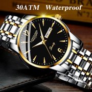 POEDAGAR New Mens Watches Top Brand Luminous Waterproof Week Calendar Casual Fashion Stainless Steel Quartz Wristwatch Gift