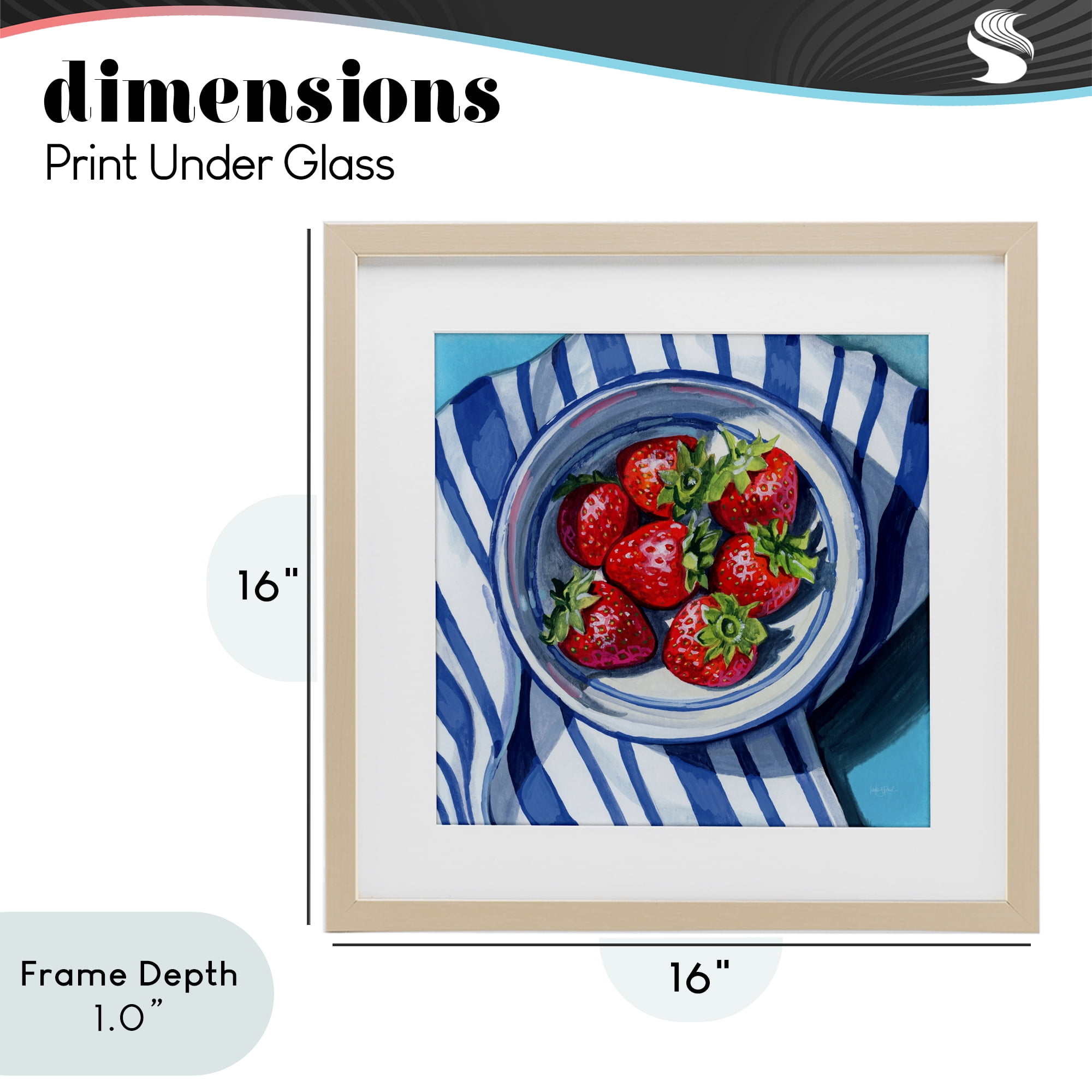 Stupell Industries Fresh Picked Kitchen Strawberries Birch Framed Print Under Glass, design by Kate Jarvik Birch